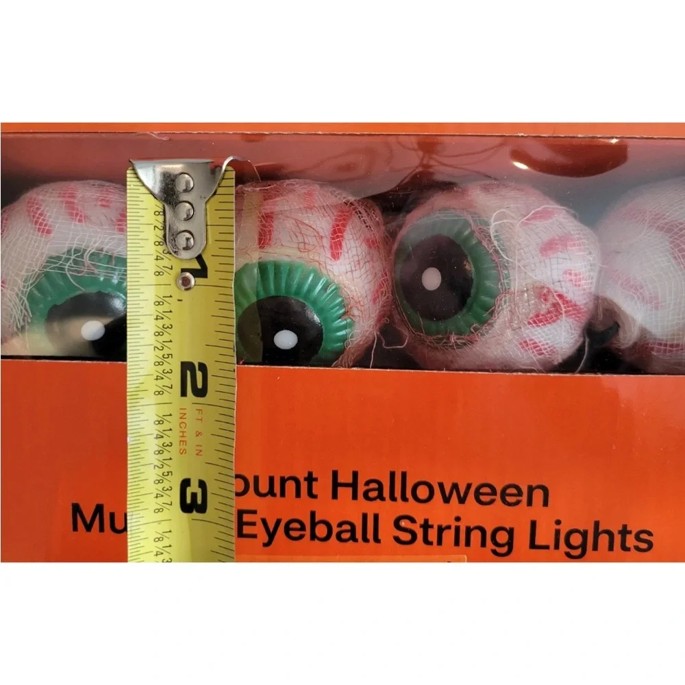 2x Spooky Village 8 Count Halloween Musical Sound Effects Eyeball String Lights